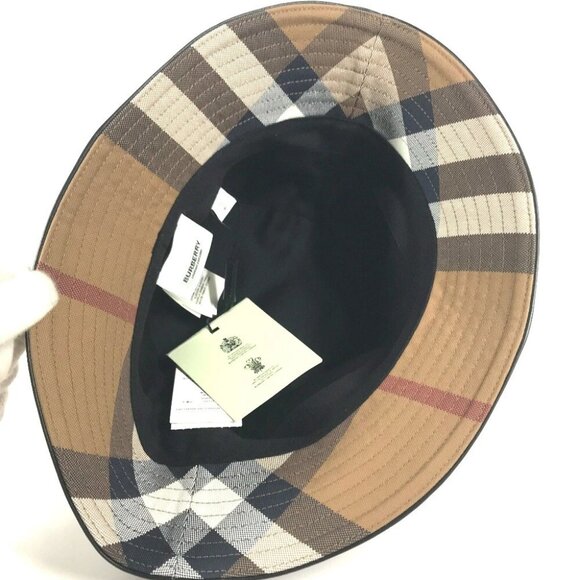BURBERRY 8052981 check hat hat bucket hat bob hat hat cotton Beige/Brown main image 9